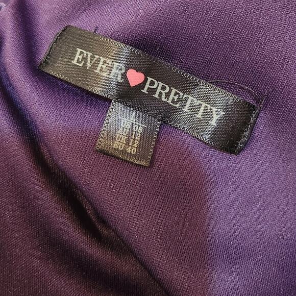 Ever Pretty Purple High Low Elegant Lotus Sleeves Chiffon Bridesmaid Dress Large - Picture 7 of 7